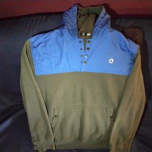 VOLCOM PULLOVER-HOODIE. SIZE M. BUILT IN SWEATSHIRT.